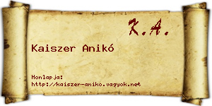 Kaiszer Anikó névjegykártya